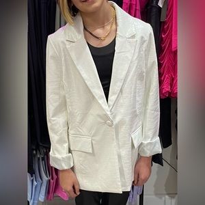 Medium White vegan leather blazer - new with tags!
